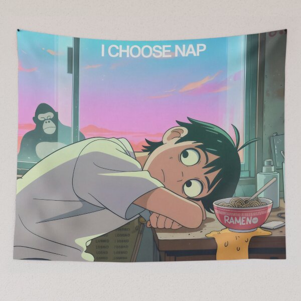 Item preview, I Choose Nap Ramen Desk Gorilla Sunset Design designed and sold by SplashTastic.