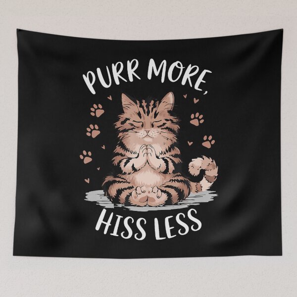 Item preview, Purr More Hiss Less Yoga Cute Meditation Cattee designed and sold by ToriKarla.