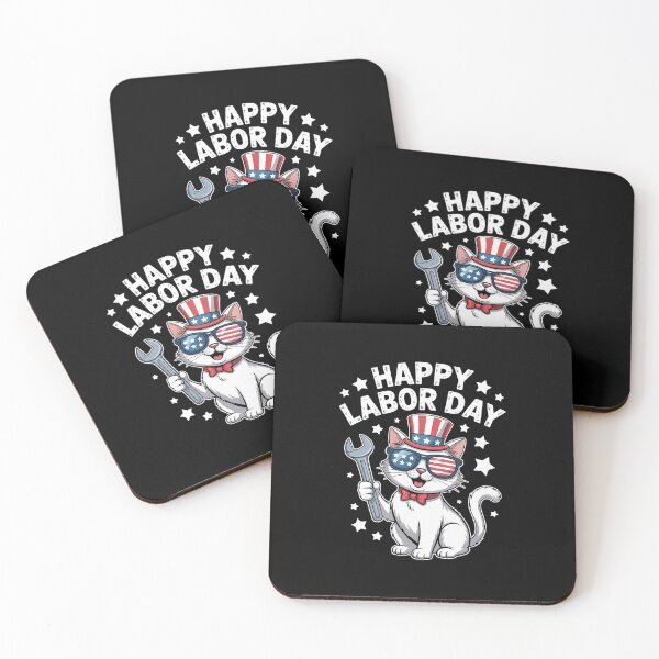 Item preview, Happy Labor Day Cat USA Flag Patriotic Union Workers Funny  designed and sold by VasilisLamArt.