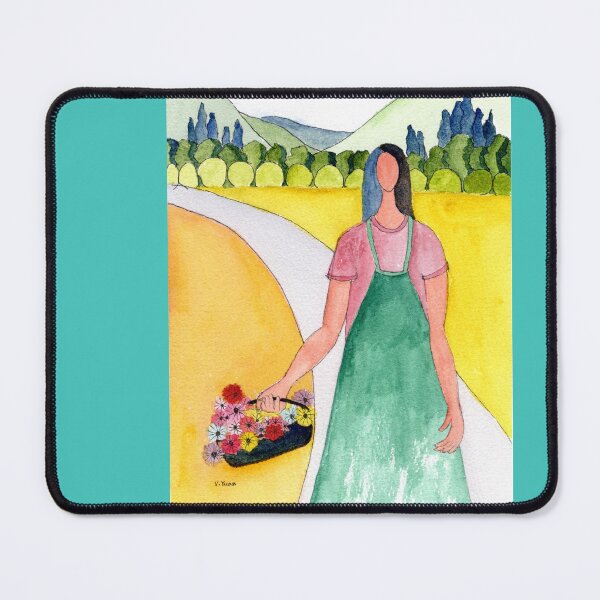 Item preview, woman holding flower basket designed and sold by vivianyuan_art.