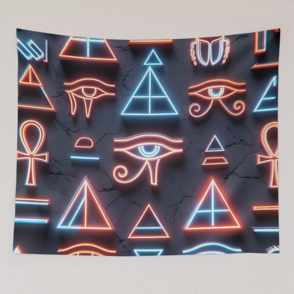 Item preview, Neon Light Symbols, Cyberpunk Egyptian Hieroglyphics, symmetrical textures (image size 8320x12480) designed and sold by Digital-Davinci.