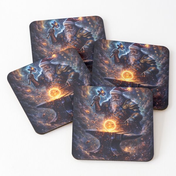 Item preview, Santa StarForge – Cosmic Santa Claus Forging a Newborn Star Christmas Fantasy Art designed and sold by Lurixo.