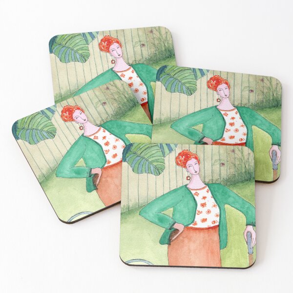 Item preview, woman working in garden designed and sold by vivianyuan_art.