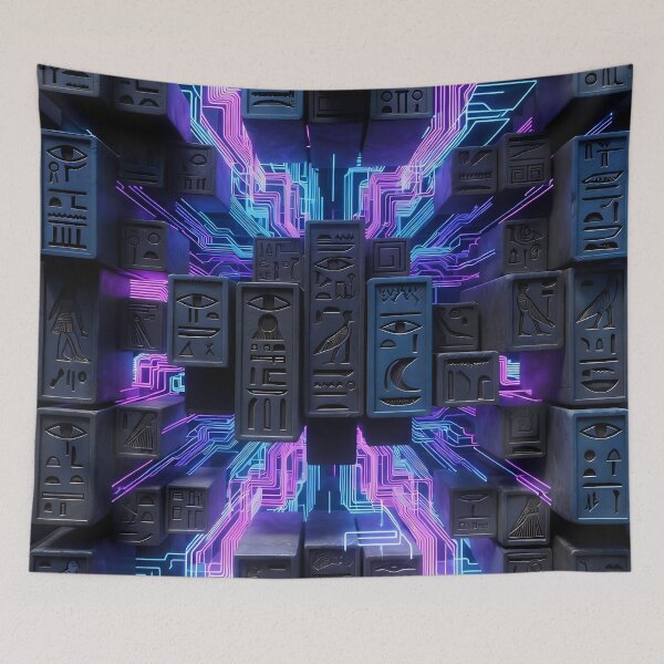 Item preview, Neon Light Symbols, Cyberpunk Egyptian Hieroglyphics, symmetrical textures (image size 8320x12480) designed and sold by Digital-Davinci.