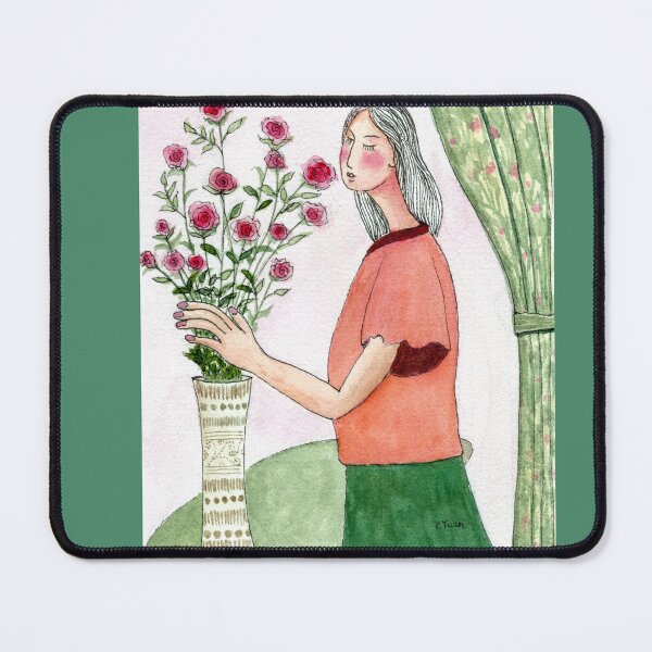 Item preview, woman smelling roses designed and sold by vivianyuan_art.