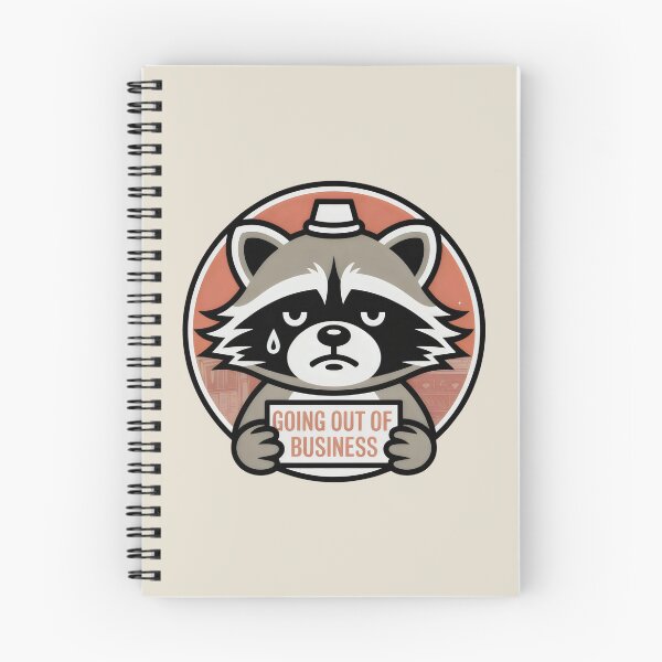 Item preview, Going Out of Business Sad Raccoon Cartoon Sign Design designed and sold by SplashTastic.