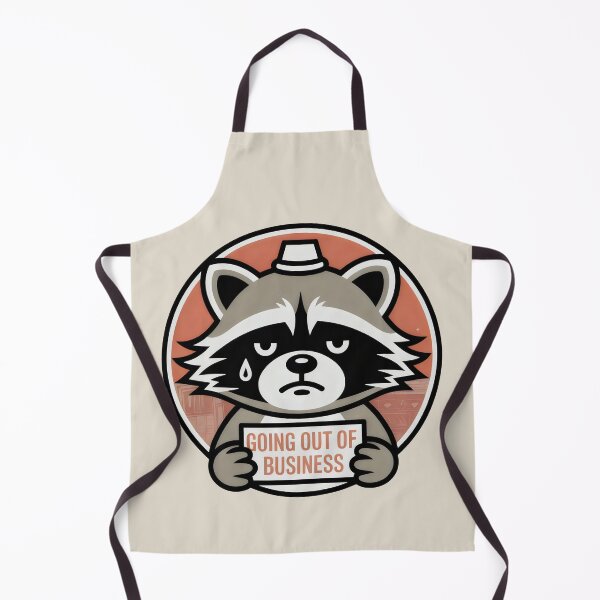 Item preview, Going Out of Business Sad Raccoon Cartoon Sign Design designed and sold by SplashTastic.