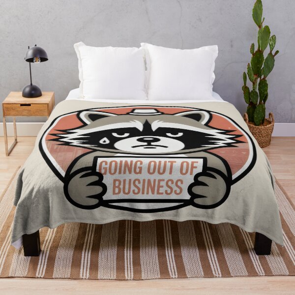 Item preview, Going Out of Business Sad Raccoon Cartoon Sign Design designed and sold by SplashTastic.