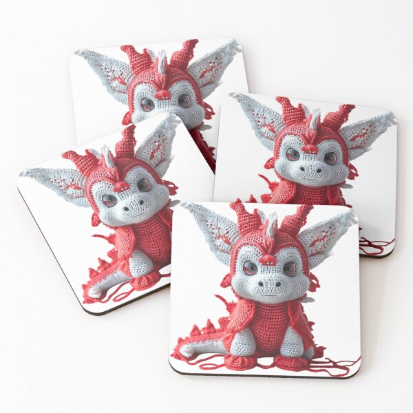 Item preview, Adorable Red and White Baby Crocheted Dragon designed and sold by newvisionart191.