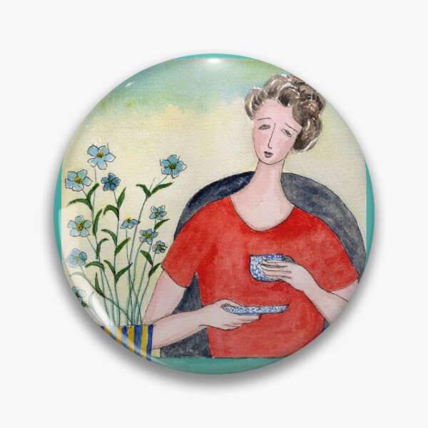 Item preview, woman having morning tea designed and sold by vivianyuan_art.
