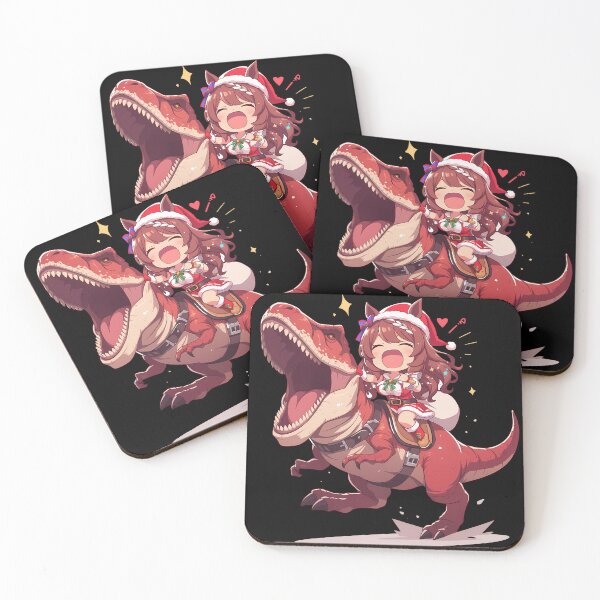 Item preview, Super Creek Santa Christmas Ride On Red T-Rex Uma Musume Anime designed and sold by HumbertoValveno.