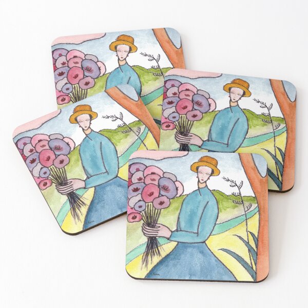 Item preview, woman holding flower designed and sold by vivianyuan_art.