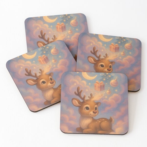 Item preview, Dreambound Reindeer – Cute Fantasy Christmas Dreamscape Pastel Reindeer Art designed and sold by Lurixo.