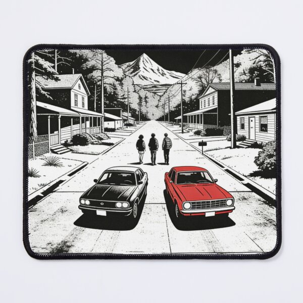 Item preview, High Contrast Classic Vintage Car Illustration | 80s Retro Suburban Road Trip Art | Black White Comic Graphic Novel Design designed and sold by Cherrydora.