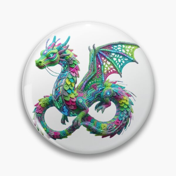 Item preview, Neon Green and Pink Crocheted Cyber Dragon designed and sold by newvisionart191.