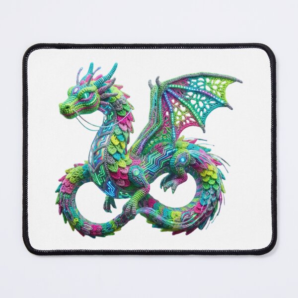 Item preview, Neon Green and Pink Crocheted Cyber Dragon designed and sold by newvisionart191.