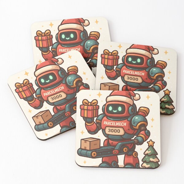 Item preview, ParcelMech 3000 – Cute Christmas Gift Delivery Robot Kawaii Holiday Art designed and sold by Lurixo.