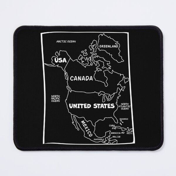 Item preview, Black and White Cartoon Map of North America designed and sold by mashmosh.