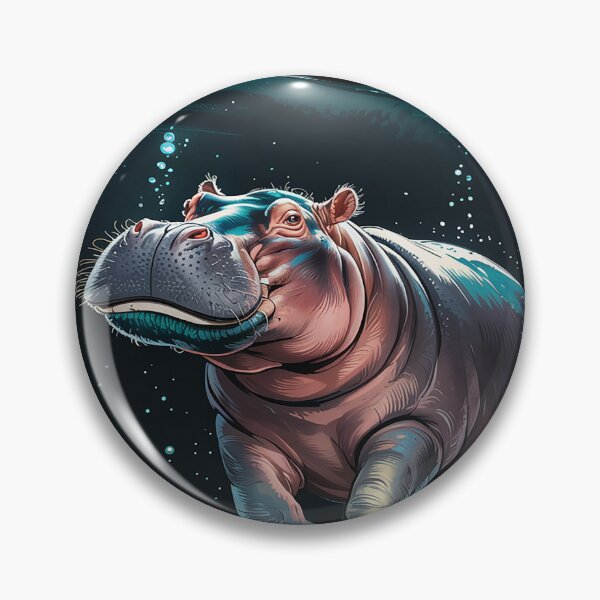 Item preview, Diving Hippo and Swimming Water Hippopotamus designed and sold by AvagondaMind.