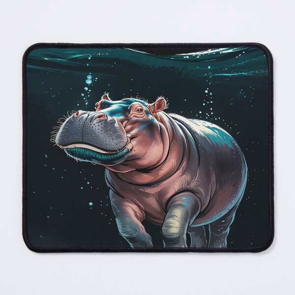 Item preview, Diving Hippo and Swimming Water Hippopotamus designed and sold by AvagondaMind.
