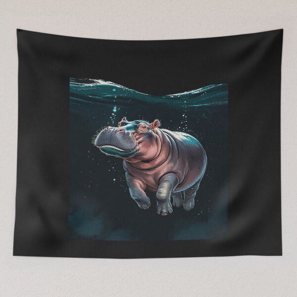 Item preview, Diving Hippo and Swimming Water Hippopotamus designed and sold by AvagondaMind.