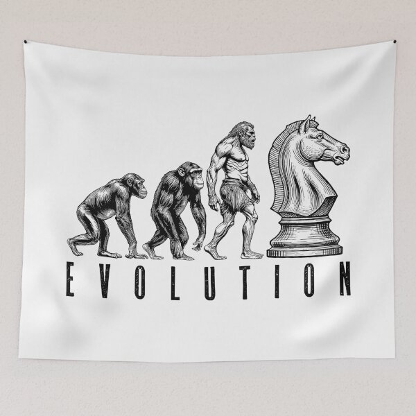Item preview, Chess Player Evolution Funny Ape Neanderthal Caveman Knight designed and sold by GrandeDuc.