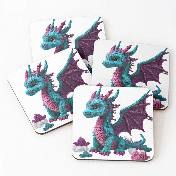 Item preview, Neon Green and Pink Crocheted Cyber Dragon designed and sold by newvisionart191.