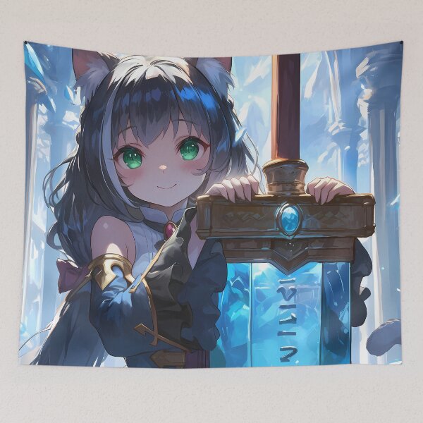 Item preview, Kyaru Princess Connect Game Anime Girl Waifu Magic Fantasy Temple Blue designed and sold by HumbertoValveno.