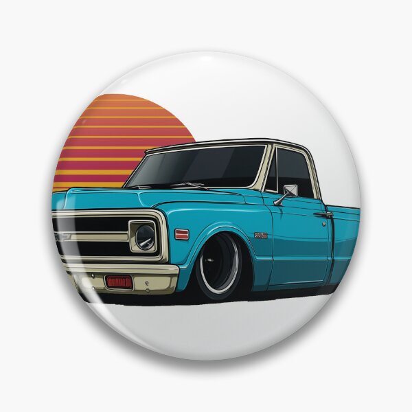 Item preview, Custom Lowered Chevy C10 Retro Sunset Sticker designed and sold by steelcraftspeed.