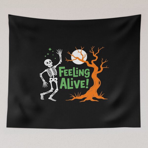 Item preview, Feeling Alive Skeleton Halloween Moon designed and sold by SnackPAC.