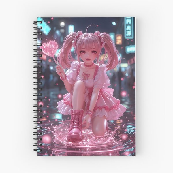 Item preview, Kawaii Cyberpunk Girl – Pink Neon Anime Art designed and sold by AMPrintsArt.