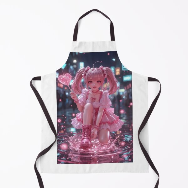 Item preview, Kawaii Cyberpunk Girl – Pink Neon Anime Art designed and sold by AMPrintsArt.
