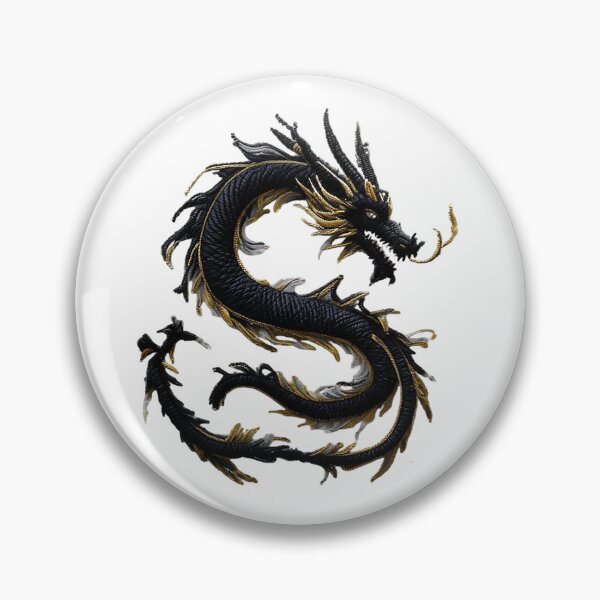 Artikelvorschau, Gestickter schwarzer und goldener Drache entworfen und verkauft von newvisionart191.