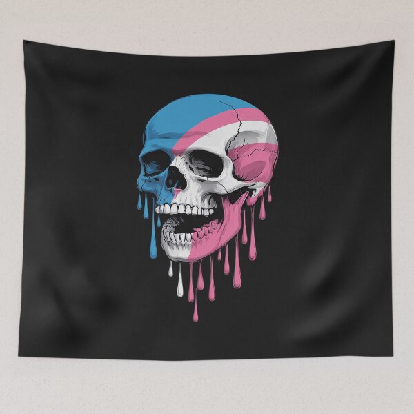 Item preview, Dripping Transgender Pride Skull Trans designed and sold by AvagondaMind.