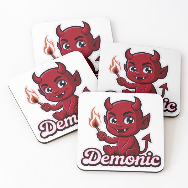 Item preview, Playful Baby Devil Cartoon Sticker Holding a Flame in Cute Retro Style for Fun Designs designed and sold by ARTCREATESHOP.