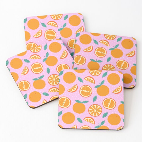 Item preview, oranges and their parts on a pink background designed and sold by burbura.