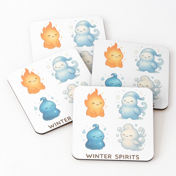 Item preview, Winter Spirits – Cute Elemental Creatures Fire Water Frost Wind Kawaii Winter Art designed and sold by Lurixo.