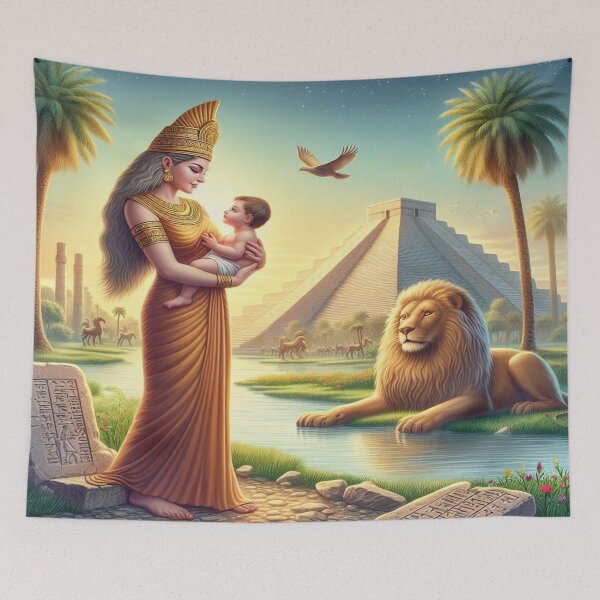 Item preview, Ishtar (Inanna), goddess of love, war, fertility and life, Lion of Babylon, Mesopotamia, cuneiform texts, palm tree, marsh, birth, newborn, genesis, origin designed and sold by Redbdon.