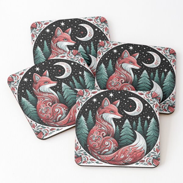 Item preview, Celestial Red Fox Woodland Night Illustration designed and sold by BigBlueArt.