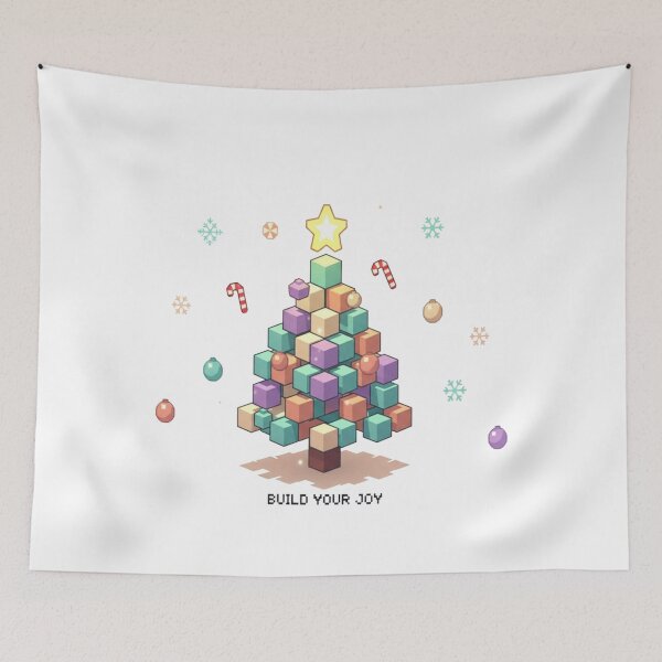 Item preview, Build Your Joy Pastel Pixel Christmas Tree Sticker designed and sold by DemetMath.
