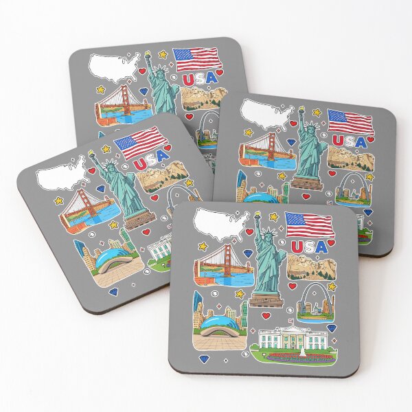 Item preview, USA Landmarks Collage – Patriotic American Icons designed and sold by mashmosh.