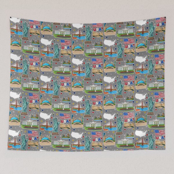 Item preview, USA Landmarks Collage – Patriotic American Icons designed and sold by mashmosh.