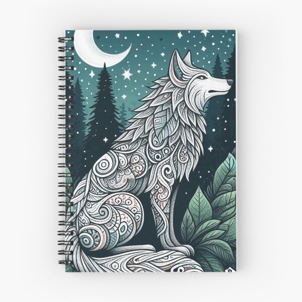 Item preview, Celestial White Wolf Woodland Night Illustration designed and sold by BigBlueArt.