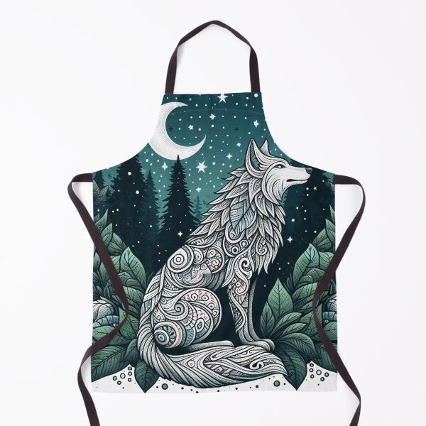 Item preview, Celestial White Wolf Woodland Night Illustration designed and sold by BigBlueArt.
