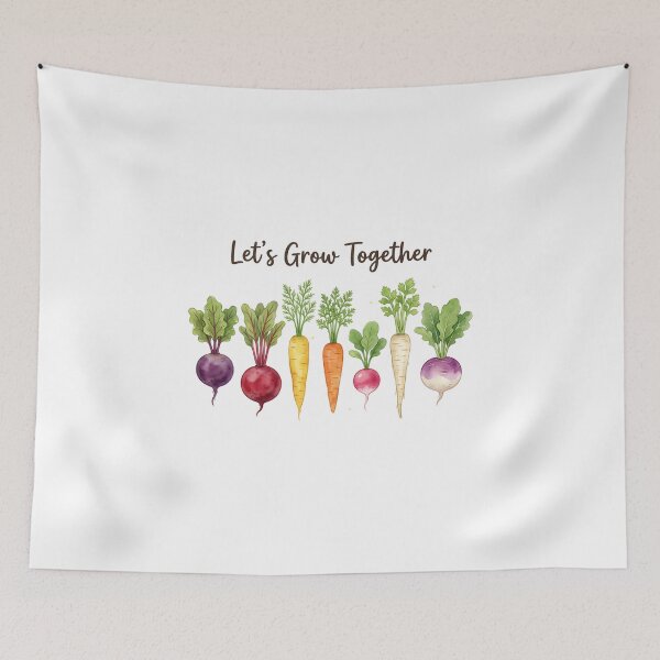 Item preview, Let’s Grow Together – Cute Garden Roots Shirt | Botanical Vegetable Illustration Tee | Plant Lover Gift Unisex T-Shirt designed and sold by PrintedWithSoul.