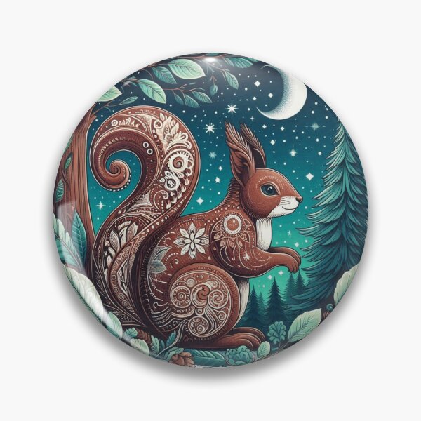 Item preview, Celestial Woodland Squirrel Under Moon Illustration designed and sold by BigBlueArt.