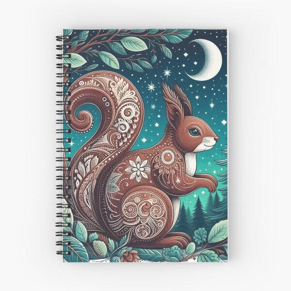 Item preview, Celestial Woodland Squirrel Under Moon Illustration designed and sold by BigBlueArt.
