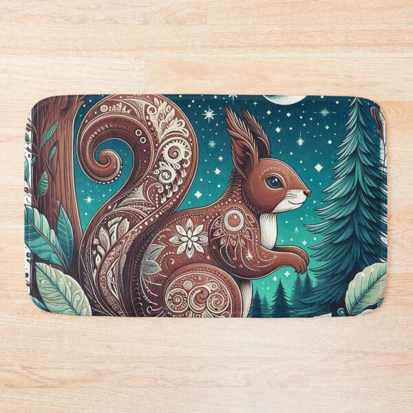 Item preview, Celestial Woodland Squirrel Under Moon Illustration designed and sold by BigBlueArt.