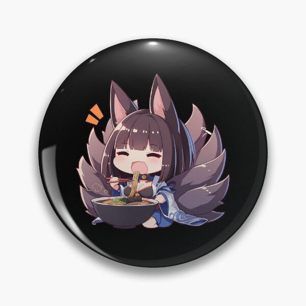 Artikelvorschau, Kaga Azur Lane Anime-Mädchen Kawaii Ramen Fuchs Chibi Blaue Nudelschüssel entworfen und verkauft von Raslbazola.