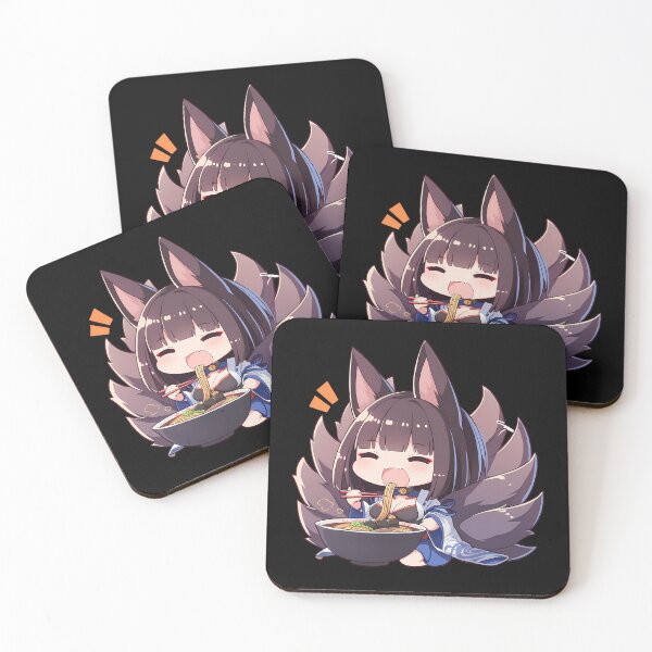 Artikelvorschau, Kaga Azur Lane Anime-Mädchen Kawaii Ramen Fuchs Chibi Blaue Nudelschüssel entworfen und verkauft von Raslbazola.